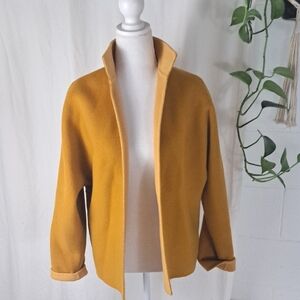 Ellen Tracy Mustard Yellow Open Two Tone Wool Jacket SzS/M